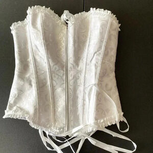 White Corset Medium Ruffle Tie Bride Bridal Wedding Ruffle
